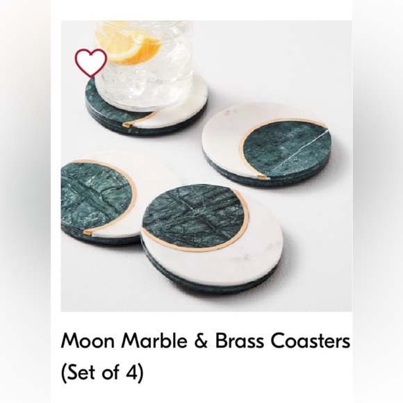 West elm moon marble and brass coasters set of 4 - Picture 5 of 6